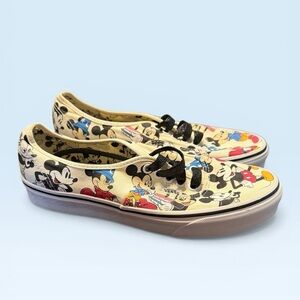 Vans Canvas Mickey Print Lace-Up Shoes - Cream/Black